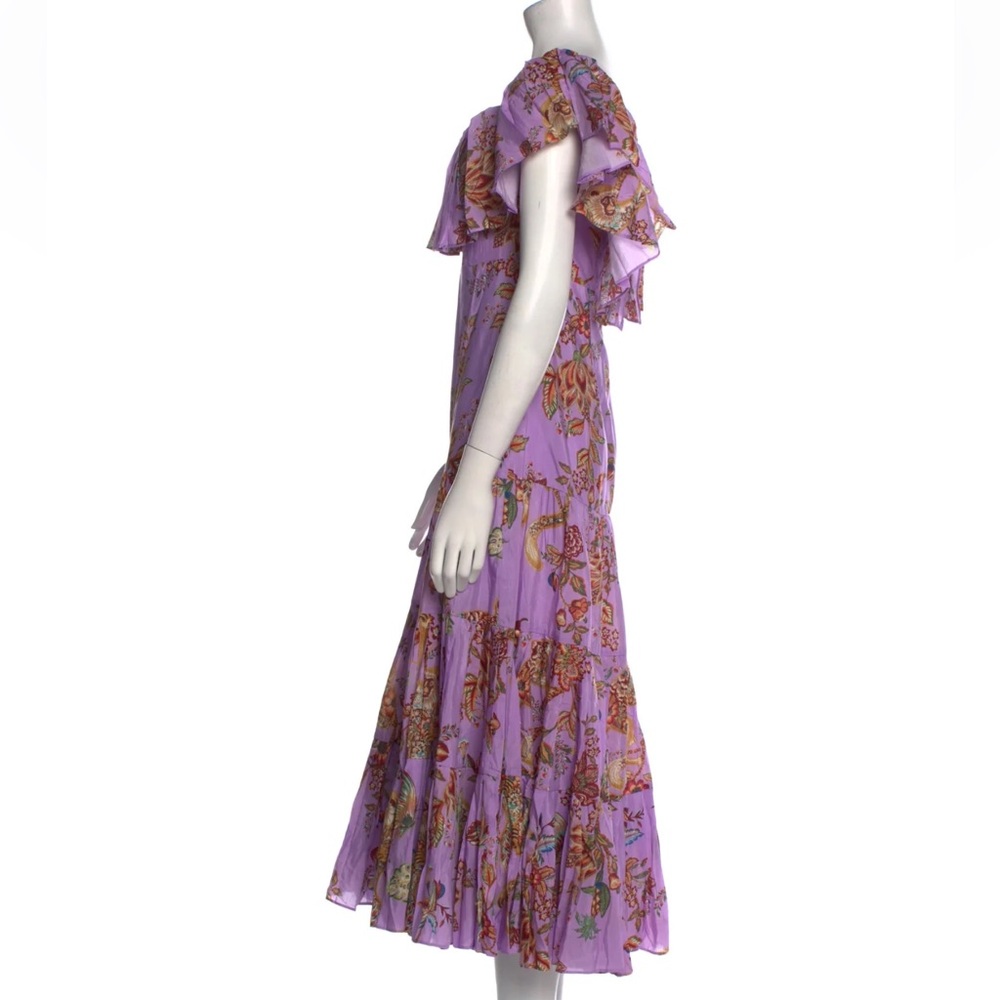 FARM Rio Lavender Tiered Floral-Paisley Midi Dress